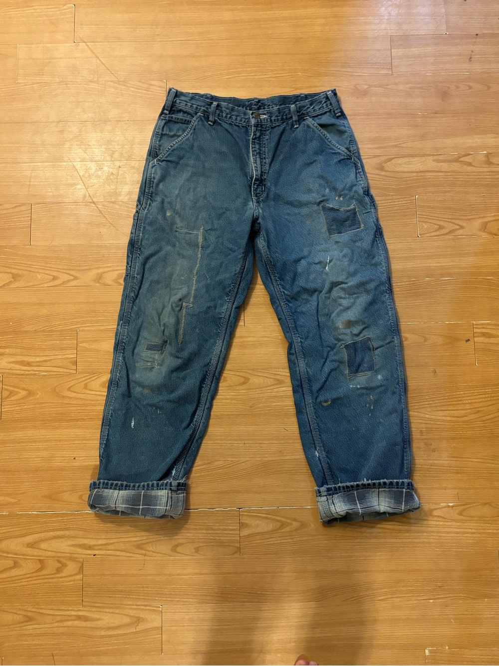 Men's Blue Vintage Carhartt Patchwork Denim Jeans
